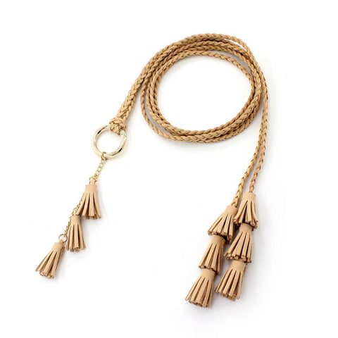 Tassel Belt Braided waistband Boho Girls Thin Waist Rope Knitted waist Belts