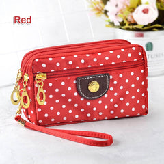 Fashion Women Wallets Small Handbags Canvas Dot Lady Zipper Moneybags