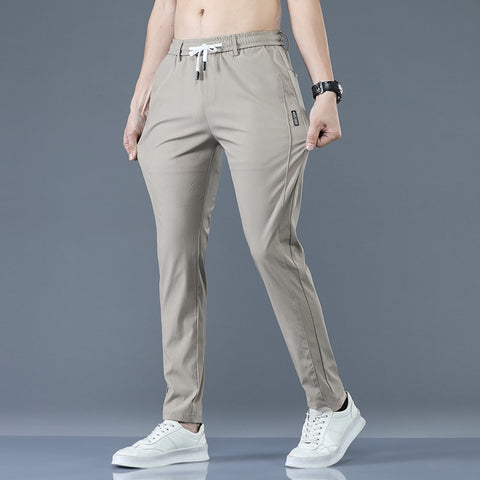 MenTrousers Spring Summer New Thin Green Solid Color Fashion Pocket