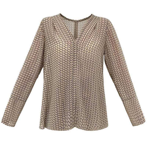 Blouses V-neck Printing Long Sleeve Loose Shirts