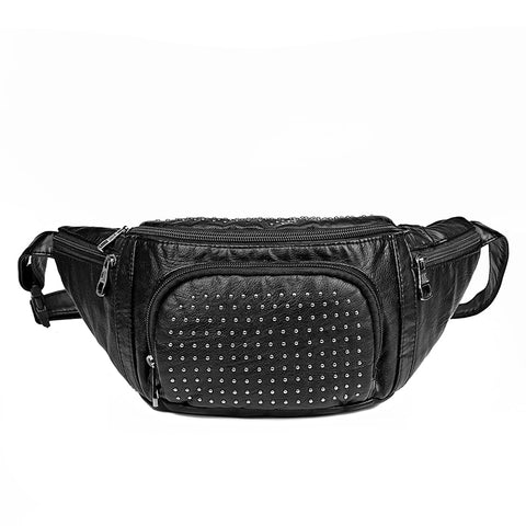 Large Capacity Waist Bag Women Fanny Pack Pu Leather Chest Bag