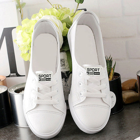 Comfortable Casual Flat White Lace-up Shoes Summer Vulcanized