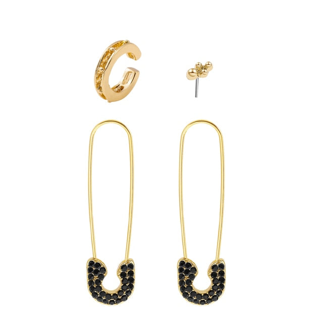 Punk Gold Small Earring for Ethnic Metal Enamel Round Statement