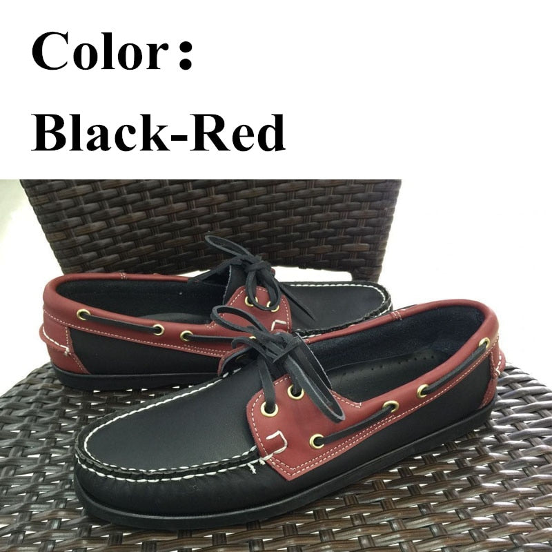 Men Genuine Leather Driving Shoes Docksides Classic Boat Shoe