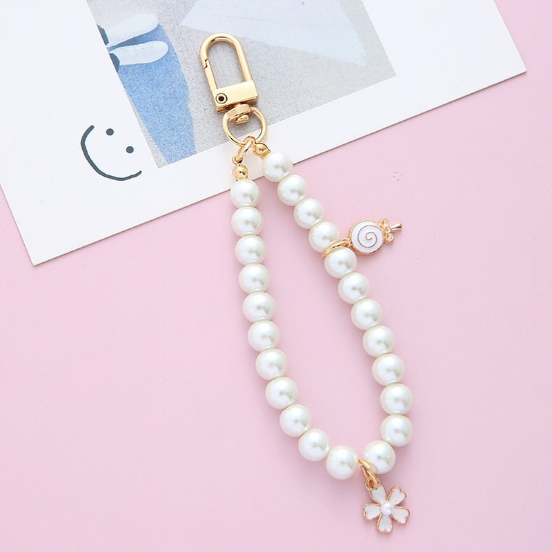 Retro Beauty Keychain Heart Pearl Small Gift