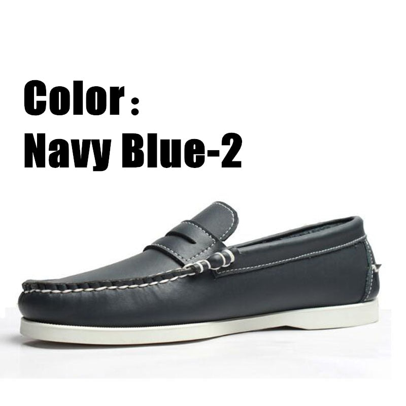 Men Genuine Leather Driving Shoes Docksides Classic Boat Shoe