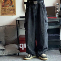 Baggy Jeans Trousers Male Denim Pants Black Wide Leg Pants