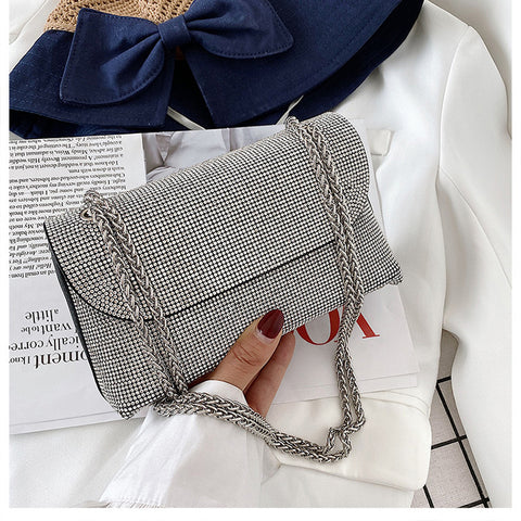Rhinestone Evening Bag Luxury Designer Handbags  PU Leather Purses