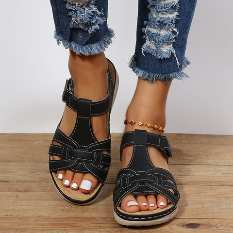 Wedge Sandals Summer Ladies Roman Sandals Open-toe Platform Flat Sandals