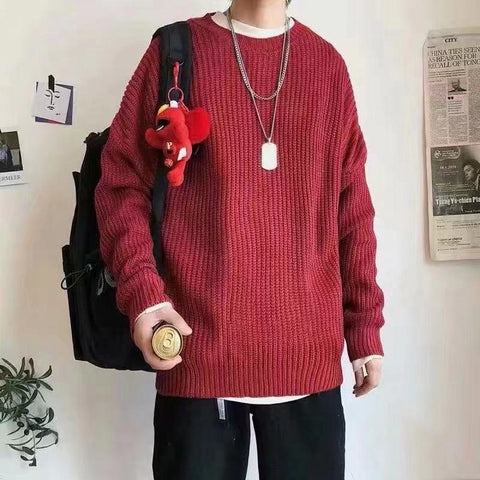 Fashion Sweaters Men Autumn Solid Color Wool Sweaters Slim Fit