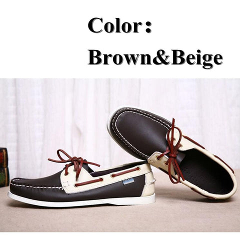 Men Genuine Leather Driving Shoes Docksides Classic Boat Shoe
