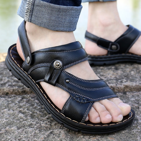 Non-slip Open-toe Leather Sandals