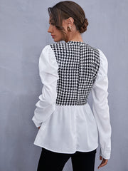 Shirt Fashion Ruffle Stitching Fluffy Long Sleeve Top Casual Chic Ladies Blouse