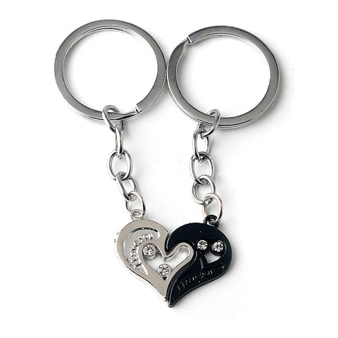 Couple Keychain I Love You Heart Key Rings Crystal Heart Key