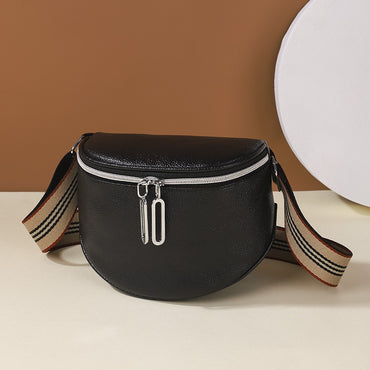 Solid Color PU Leather Fanny Pack For Women Stylish Waist Pack