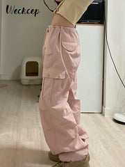 Baggy Cargo Pants Low Rise Drawstring Fashion Pocket Casual Pants