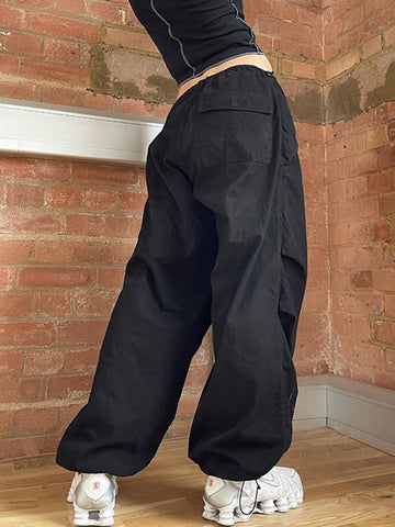 Casual Baggy Wide Leg Sweatpants Loose Drawstring Low Waist Streetwear