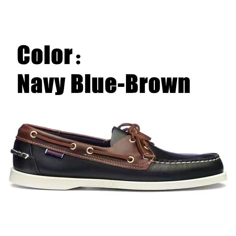 Men Genuine Leather Driving Shoes Docksides Classic Boat Shoe