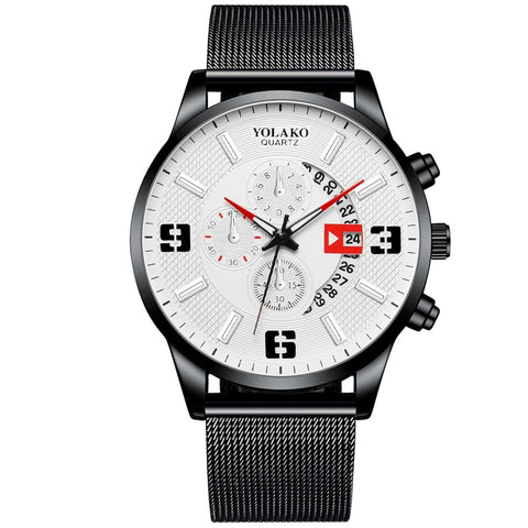hombre Mens Fashion Business Watches Men Sports Stainless Steel Quartz