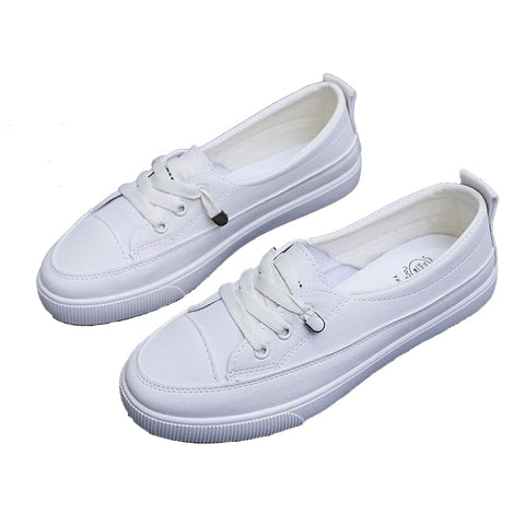 Moccasins Woman Summer Loafers White Flat Rubber Sole Vulcanize Sports Flat
