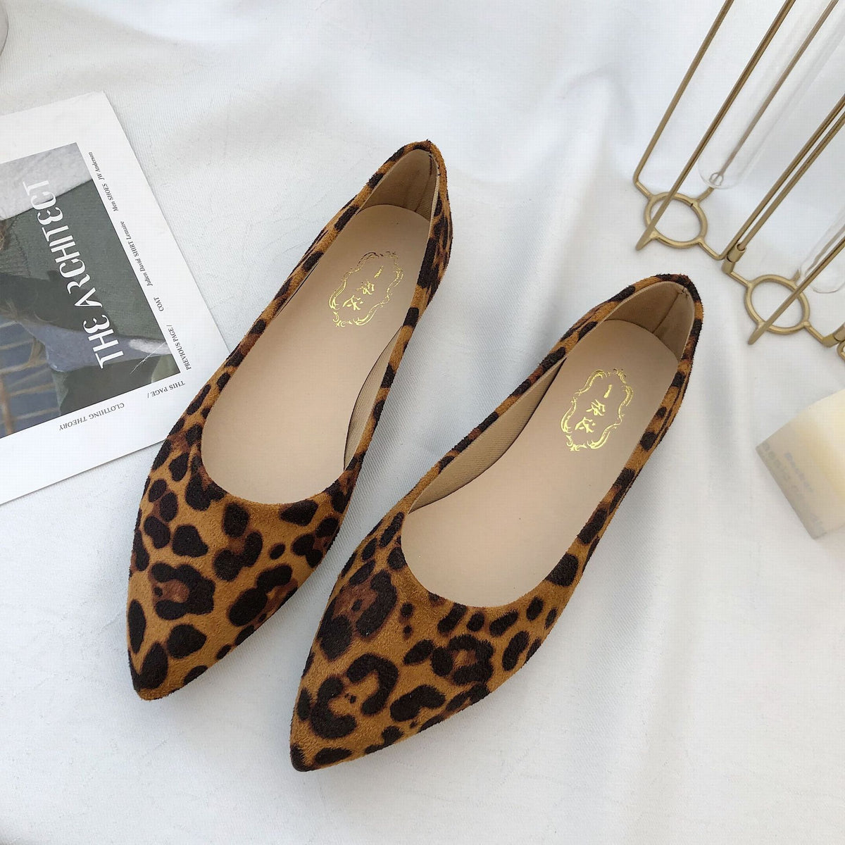 Leopard Flat Fashion Classic Flats Casual Pointed Toe Slip On Shoes