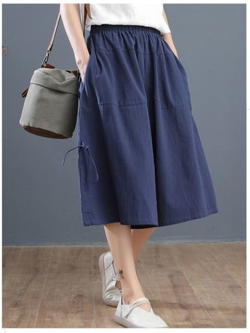 Loose Bloomers Casual Elastic Waist Wide Leg Pants Large Size Middle Waist