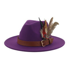 Hat Fedoras Winter Women Hats Men Felt Hat Feather Luxury Fashion Casual