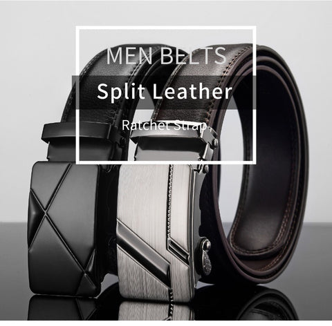 Men Leather Belt Metal Automatic Buckle Bran