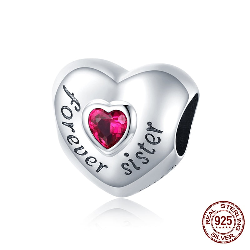 Sterling Silver Heart Vintage Charms Beads Fit Original DIY Bracelets