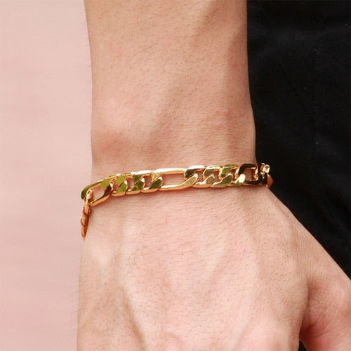 Gold Plated Mens Bracelet, Mens Gold Chain Bracelet