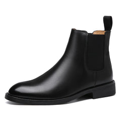 Elegant Chelsea Boots Leather Men Couple Shoes Slip-on Dress Formal Boots