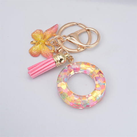 Acrylic Butterfly Letter Keychains English Alphabet Crystal Women Key Chains