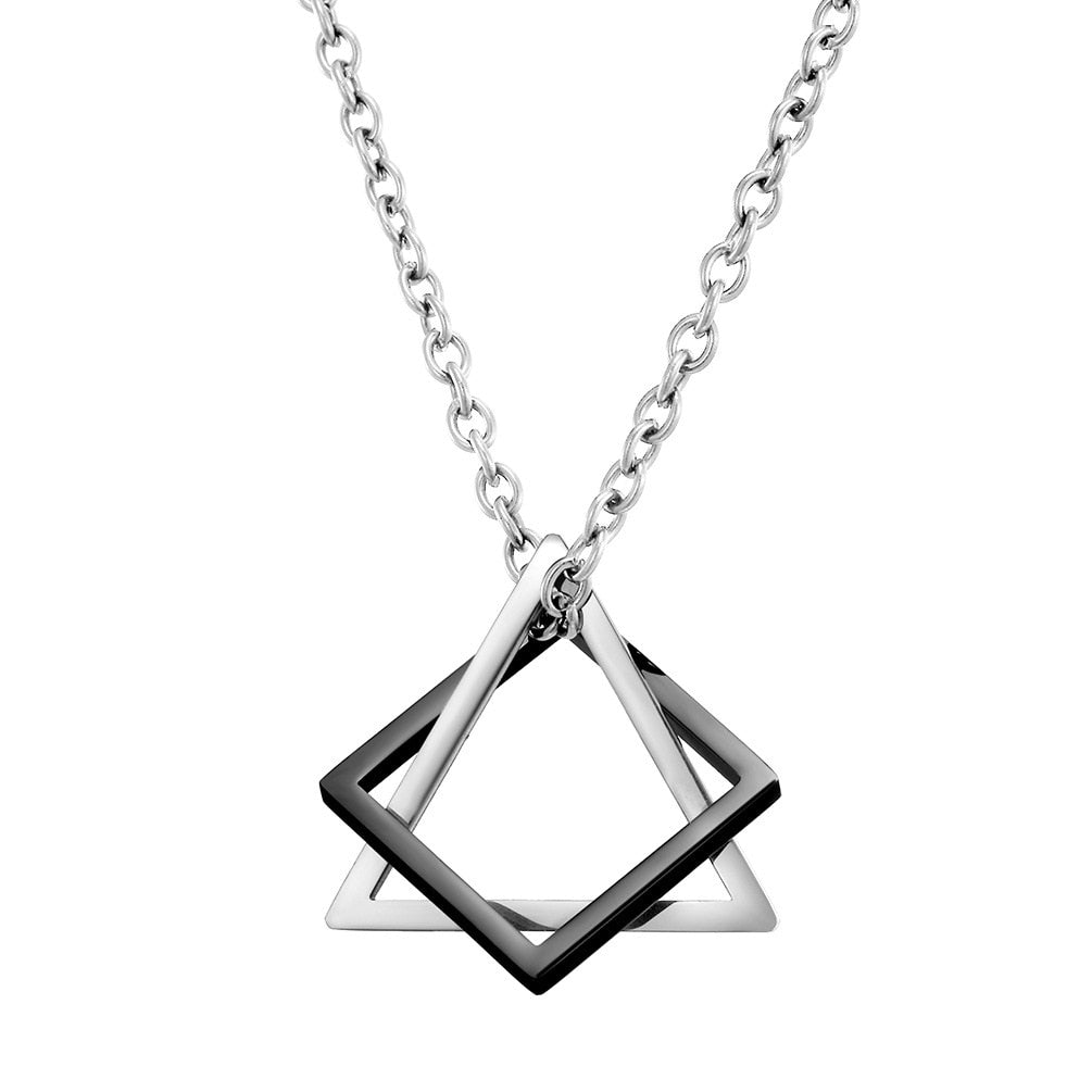 Geometry Interlocking Square Triangle Male Pendant