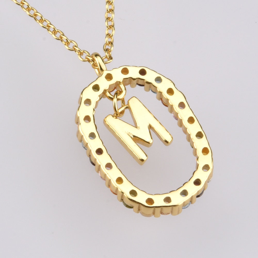 Silver Gold Letters A - Z  Initial M S C K Alphabet Long Chain Necklace