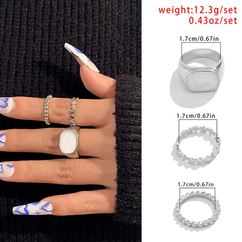 Antique Silver Color Vintage Bohemia Rings Set