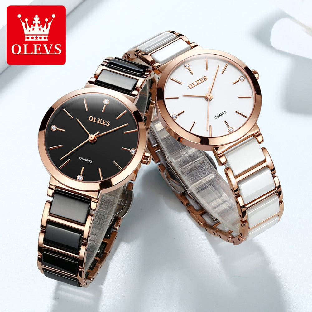 Quartz Watches for Women Ceramic Strap Waterproof