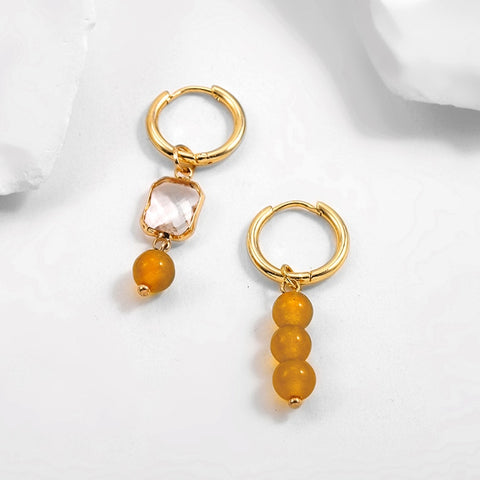 Bohemian Handmade Natural Stone Beads Hoop Earrings