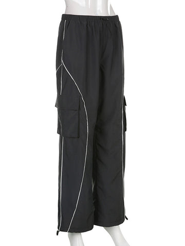 Loose Wide Leg Baggy Pants Hippie Casual Streetwear Low Waist Cargo Trousers