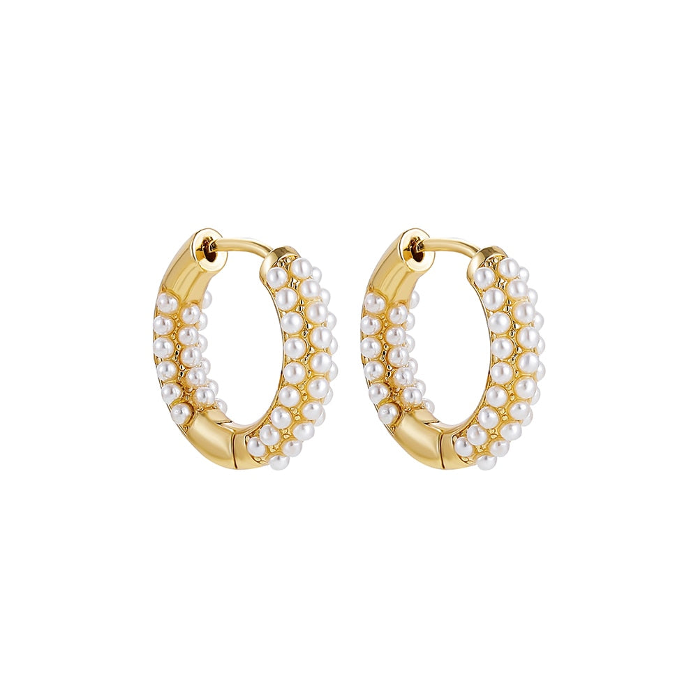 Punk Gold Small Earring for Ethnic Metal Enamel Round Statement