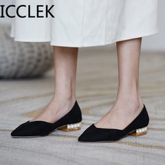 Women Flats Pearl Heeled Slip on Shoes Woman Ballet Flats Pointed Toe