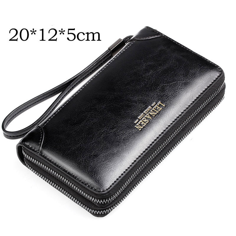 Men Long Wallet Men Double Zipper Coin Pocket Male Wallet