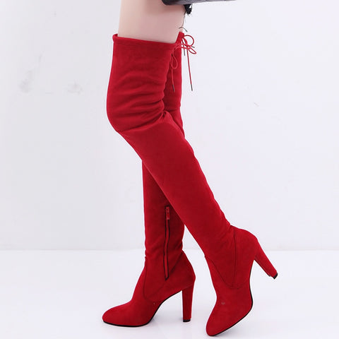 Party Boots Fashion Suede Leather Over The Knee Heels Boots