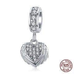 Sterling Silver Heart Vintage Charms Beads Fit Original DIY Bracelets