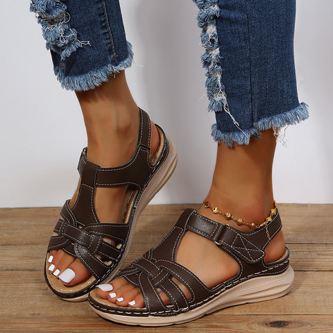 Wedge Sandals Summer Ladies Roman Sandals Open-toe Platform Flat Sandals