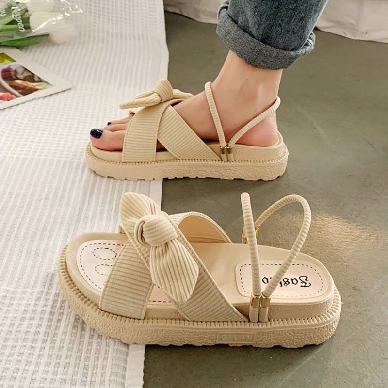 Style Fairy Style Lady Summer Slippers Thick Platform Flat Sandals