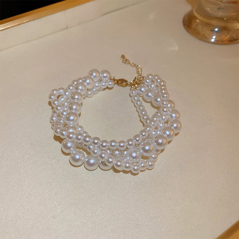 Simulated Pearl Cartoon Flower Sweet Cute 2 Pcs Charm Beaded Bracelets