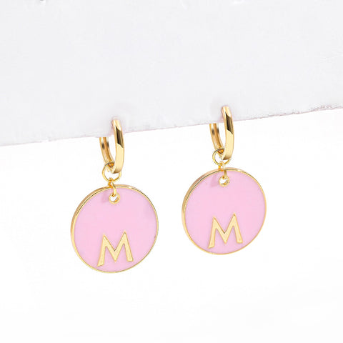 Punk Gold Small Earring for Ethnic Metal Enamel Round Statement