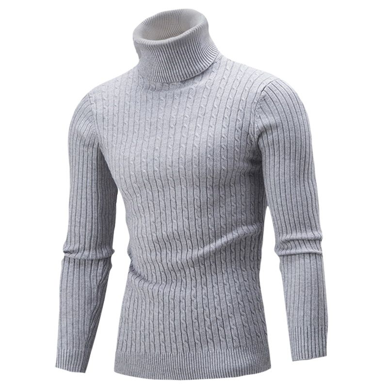 Turtleneck Sweater Men Knitting Pullovers Knitted Sweater