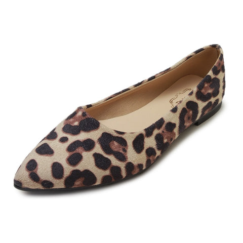 Leopard Flat Fashion Classic Flats Casual Pointed Toe Slip On Shoes