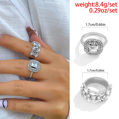 Antique Silver Color Vintage Bohemia Rings Set